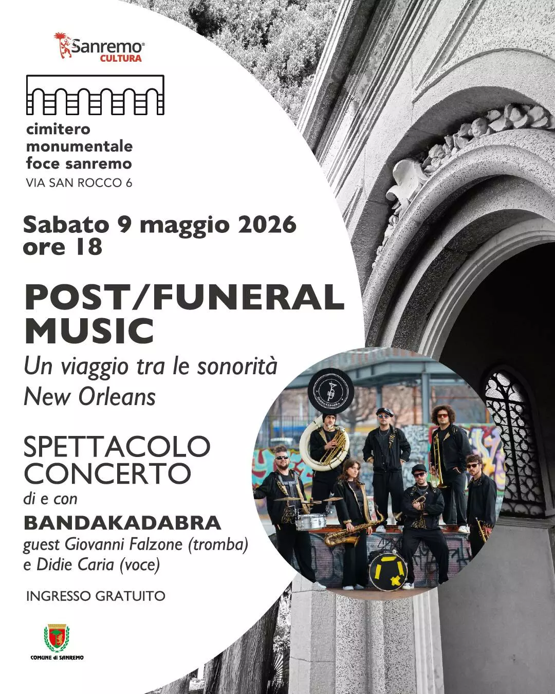 Sanremo, concerto “Post/Funeral Music” al Cimitero Monumentale il 9 maggio