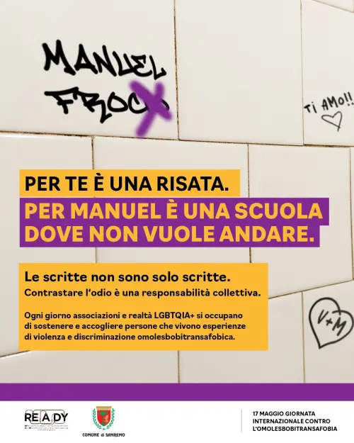 Sanremo aderisce alla campagna “Non sono solo scritte” contro l’omolesbobitransfobia