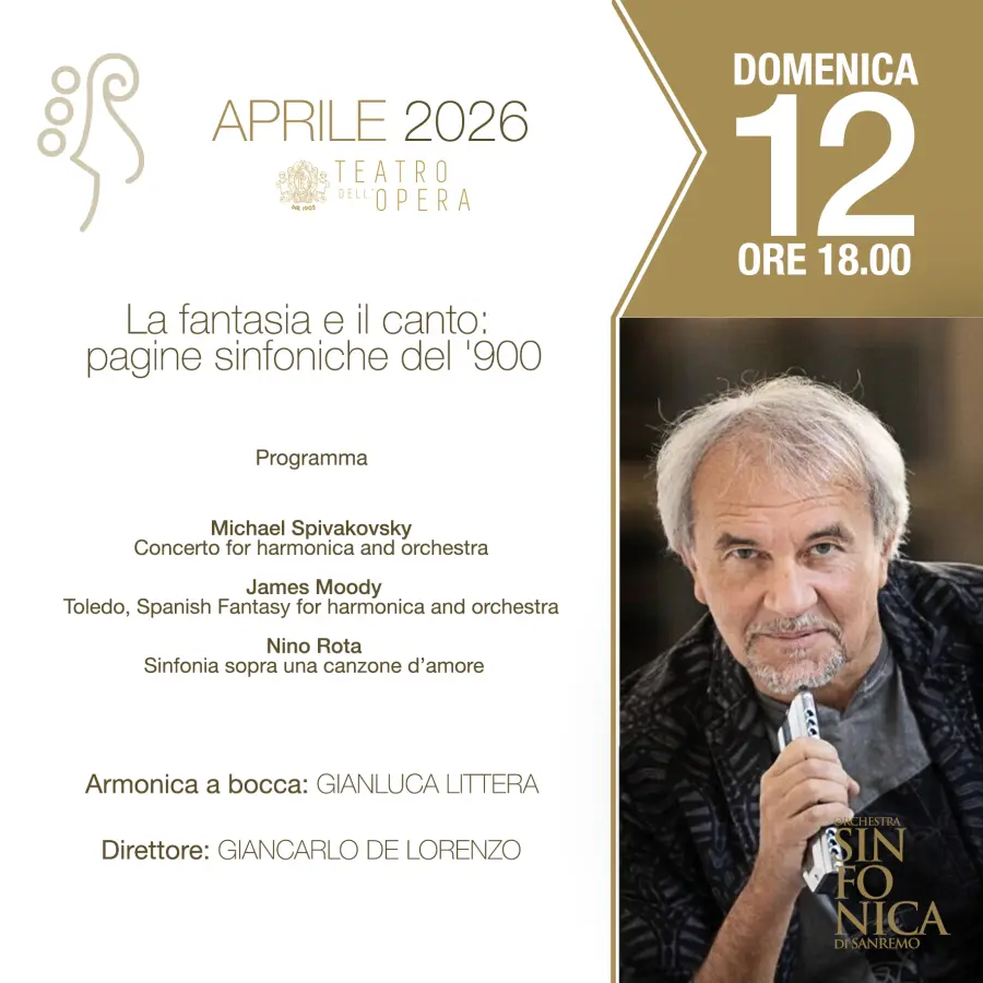 Sanremo, al Casinò un viaggio nel Novecento sinfonico con l’armonica di Gianluca Littera