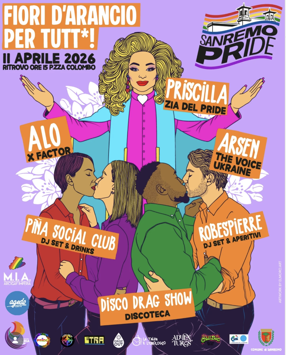 Sanremo Pride 2026: “Fiori d’arancio per tutt*” porta colori, musica e diritti in città